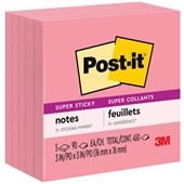 POSTIT 6545SSNP SUPER STICKY NOTES 76 X 76MM PINK PACK 5