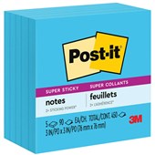 POSTIT 6545SSBE SUPER STICKY NOTES 76 X 76MM ELECTRIC BLUE PACK 5