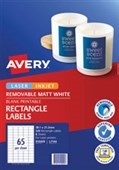 AVERY 910009 L7144 RECTANGULAR PRICING LABELS 65UP W38 X L21MM 8 SHEETS MATTE WHITE